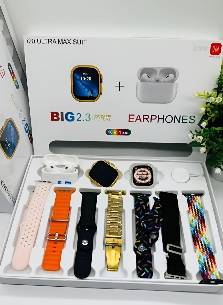 The i20 Ultra Max Smart Watch is the best smartwatch for men and women in Pakistan, featuring health tracking, Bluetooth calling, fitness tracking, and AirPods